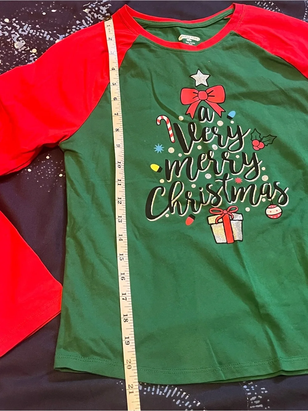 Girls XXL(18) Holiday Time Green & Red Christmas Top & XL(14-16) leggings set